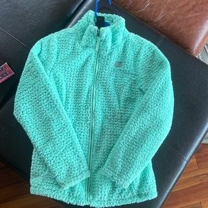North Face Youth XL full zip fleece light green with gray liner.